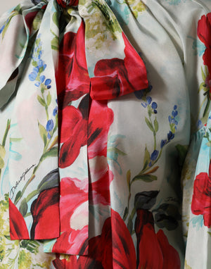 Dolce & Gabbana Bluse mit langen Ärmeln und floralem Muster in Multicolor