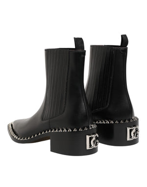 Dolce & Gabbana Schwarze, mit Nieten besetzte Chelsea-Stiefeletten
