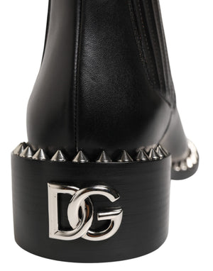 Dolce & Gabbana Schwarze, mit Nieten besetzte Chelsea-Stiefeletten