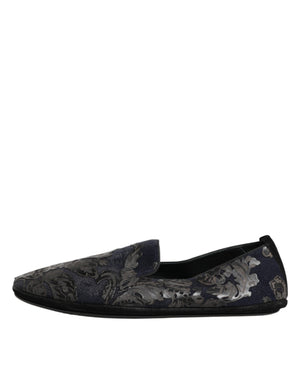 Dolce & Gabbana Schwarze Jacquard-Leder-Slipper