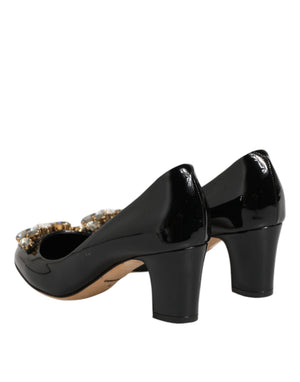 Dolce & Gabbana Schwarze Leder-Pumps mit Kristallen
