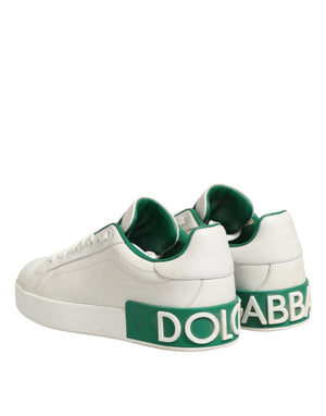 Dolce & Gabbana Weiße und grüne Sneakers aus Leder