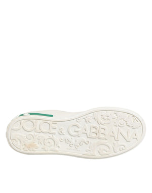 Dolce & Gabbana Weiße und grüne Sneakers aus Leder