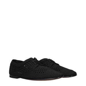Dolce & Gabbana Schwarze Stoff-Schnürschuhe und -Derby-Schuhe