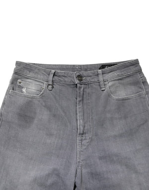 CYCLE Graue, Ausgefranste Mid-Waist Herren-Jeans mit Geradem Bein