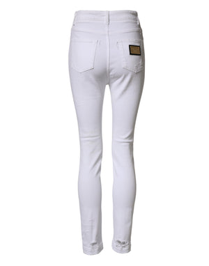 Dolce & Gabbana Weiße Destroyed High-Waist-Jeans