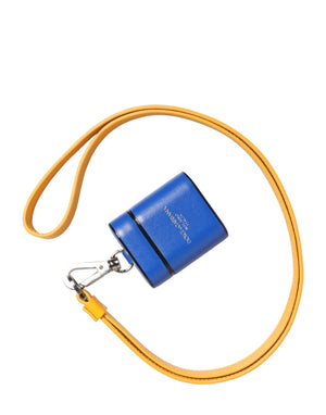 Dolce & Gabbana Blau-Gelbe Kalbsleder-Logoschlaufe für AirPods-Hülle für Herren