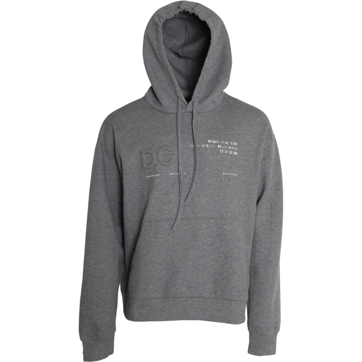 Dolce & Gabbana Graues Logo-Baumwoll-Kapuzenpullover