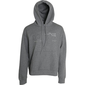 Dolce & Gabbana Graues Logo-Baumwoll-Kapuzenpullover