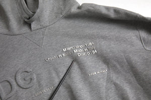 Dolce & Gabbana Graues Logo-Baumwoll-Kapuzenpullover