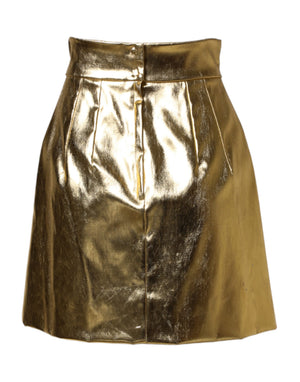 Dolce & Gabbana Goldener Acetat-Kristall-Minirock mit hoher Taille