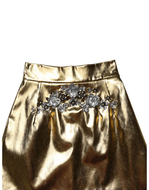 Dolce & Gabbana Goldener Acetat-Kristall-Minirock mit hoher Taille