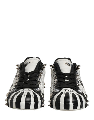 Dolce & Gabbana Schwarze und weiße Low-Top-Sneaker mit Nieten