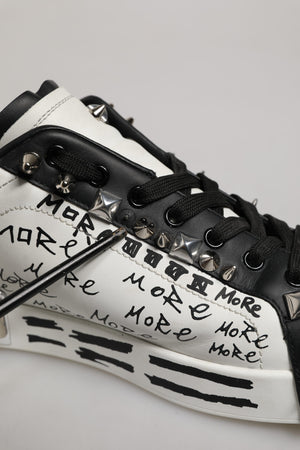 Dolce & Gabbana Schwarze und weiße Low-Top-Sneaker mit Nieten
