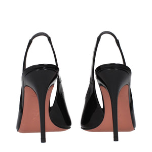 Amina Muaddi Schwarze Leder-Stiletto-Sandalen