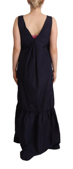 P.A.R.O.S.H. Marineblaue ärmellose Rundhals-Meerjungfrauen-Langkleid
