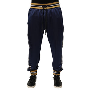 Dolce & Gabbana Blaue Nylon-Jogginghose mit mittelhohem Bund