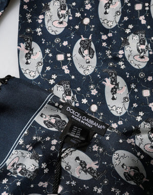 Dolce & Gabbana Marineblauer Seidenhalstuch-Schal für Herren