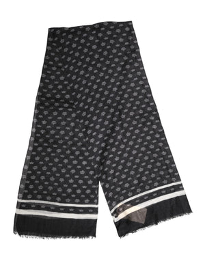 Dolce & Gabbana Schwarzer Kaschmir-Halstuch-Schal mit Krone