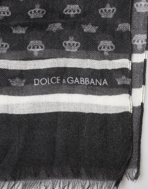 Dolce & Gabbana Schwarzer Kaschmir-Halstuch-Schal mit Krone