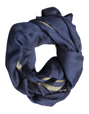 Dolce & Gabbana Blauer Kaschmir-Nackenwickel-Schal mit Fransen