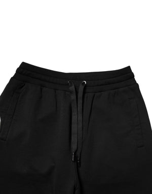 Dolce & Gabbana Schwarze Baumwoll-Jogginghose mit mittlerer Taille