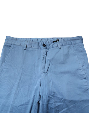 Daniele Alessandrini Blaue Baumwoll-Jeans für Herren, gerade geschnitten, mittelhoher Bund
