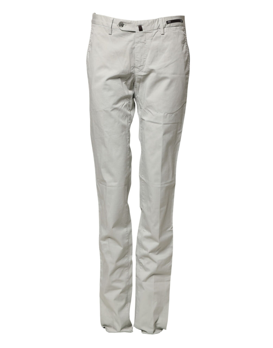 PT01 Hellgraue Herren Chino Hose mit mittlerer Leibhöhe und geradem Bein