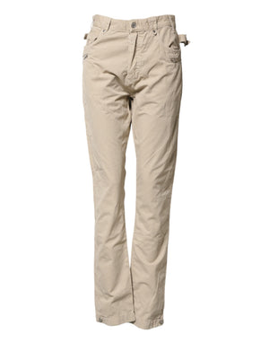 Daniele Alessandrini Beige Baumwoll-Jeans für Herren mit geradem Bein und mittlerer Leibhöhe