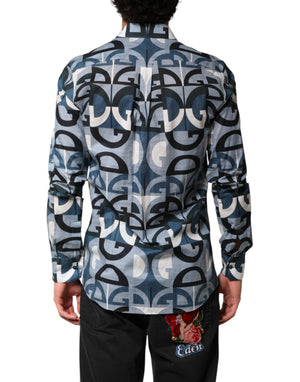 Dolce & Gabbana Blaues MARTINI Langarm Casual Logo Hemd