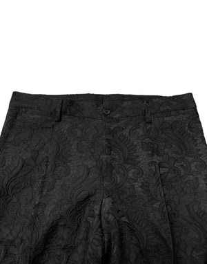 Dolce & Gabbana Schwarzer Brokat-Anzug mit einem Knopf, zweiteilig