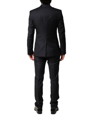 Dolce & Gabbana Schwarzer Woll-Anzug im 3-Teiler-Design mit Einreiher