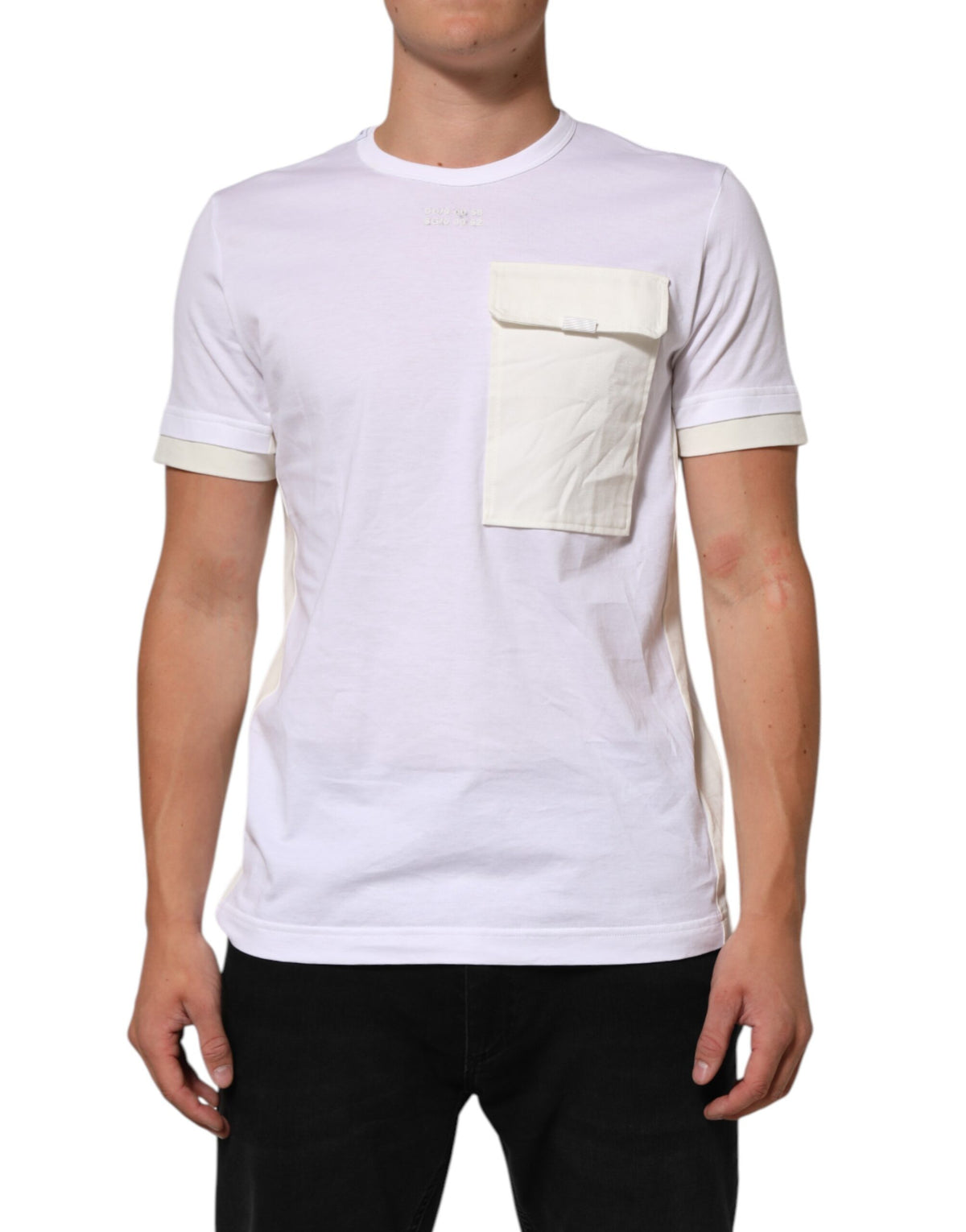 Dolce & Gabbana Weißes Baumwoll-T-Shirt mit Brusttasche und kurzen Ärmeln