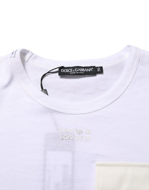 Dolce & Gabbana Weißes Baumwoll-T-Shirt mit Brusttasche und kurzen Ärmeln