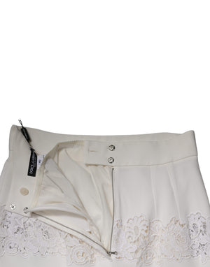 Dolce & Gabbana Bleistiftrock mit hoher Taille und weißer Blumen-Spitze
