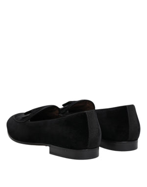 Dolce & Gabbana Schwarze Samt-Slipper Loafer für Herren – Elegantes Schuhwerk