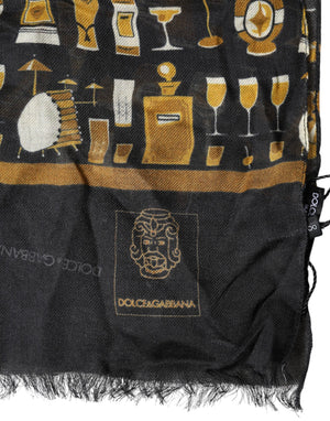 Dolce & Gabbana Schwarzer Schal mit Jazzclub-Print für den Hals