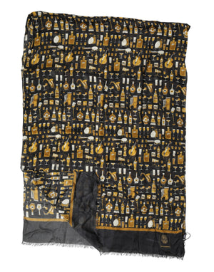 Dolce & Gabbana Schwarzer Schal mit Jazzclub-Print für den Hals