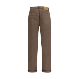 Brunello Cucinelli Braune Baumwolljeans im Relaxed Fit