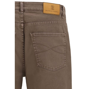 Brunello Cucinelli Braune Baumwolljeans im Relaxed Fit