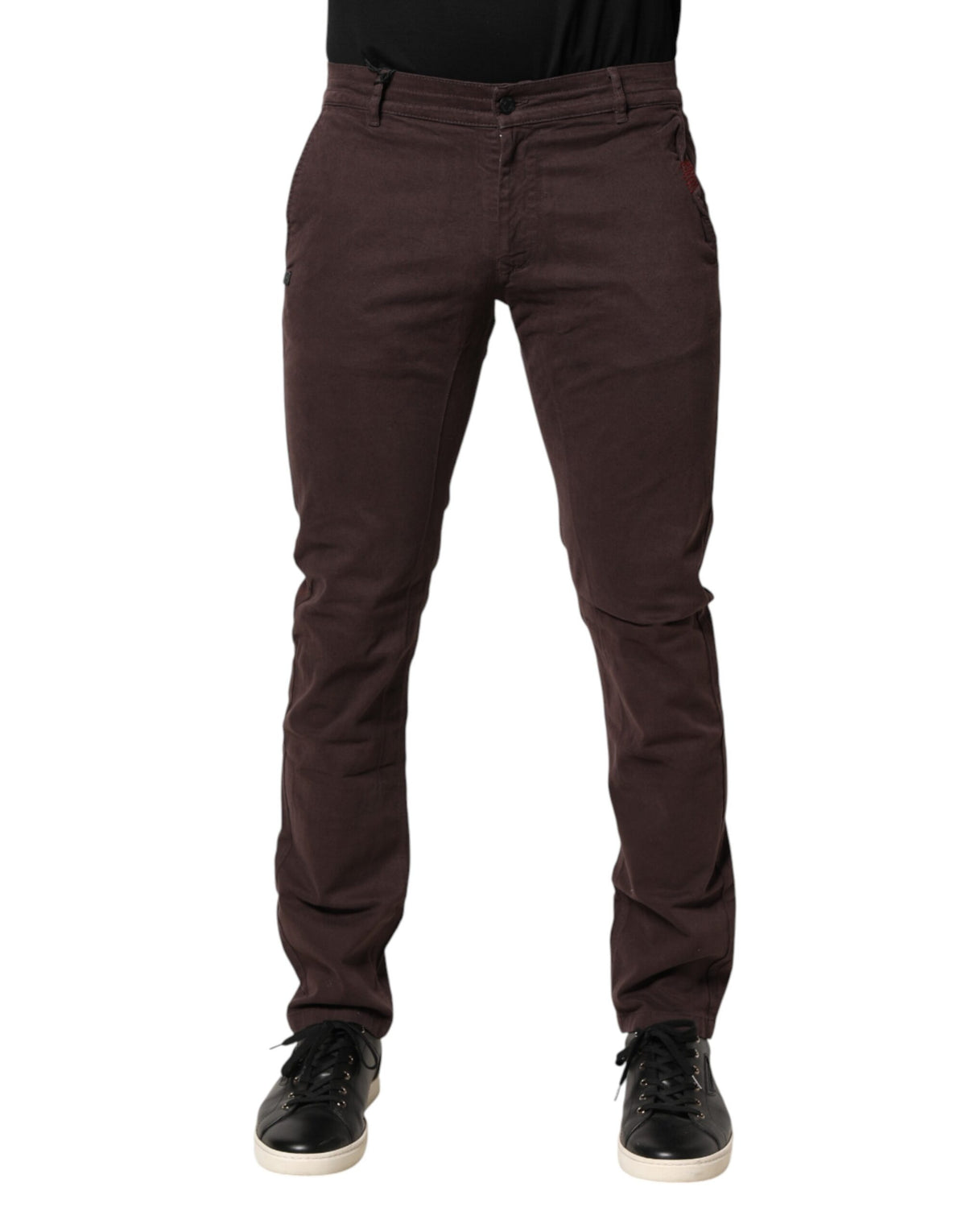 Daniele Alessandrini Braune Baumwoll-Skinny-Jeans für Herren mit mittlerer Leibhöhe