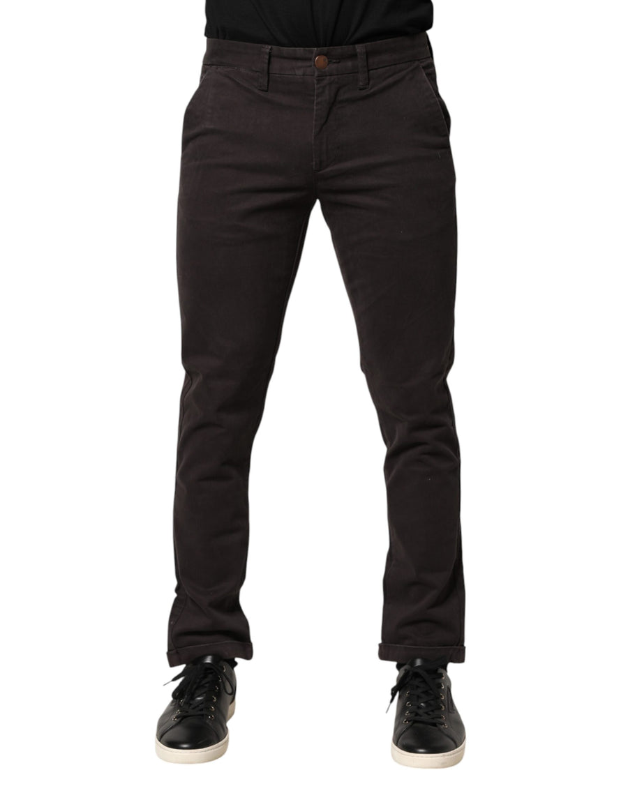 Sun68 Dunkelbraune Baumwoll Stretch Skinny Mid Waist Herren Hose