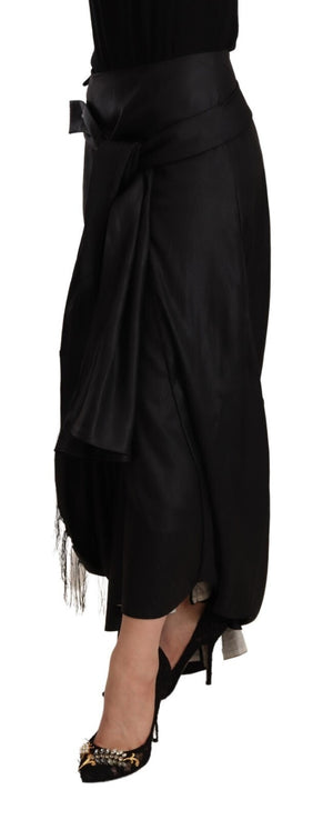 Celine Asymmetrischer Wickelrock aus Acetat in Schwarz mit hoher Taille