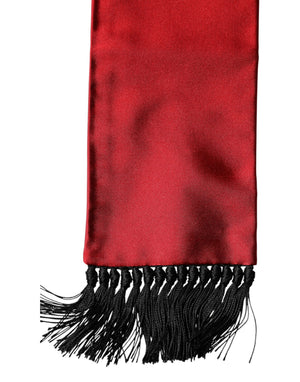Dolce & Gabbana Roter Seiden-Schal mit Fransen