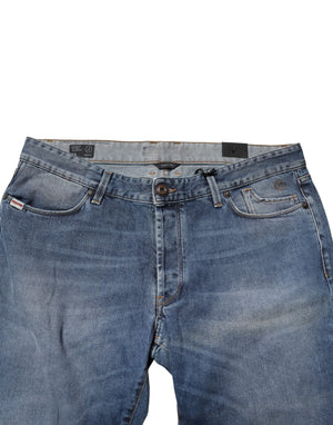 Jeckerson Blaue gewaschene gerade Herren-Jeans mit mittlerer Leibhöhe