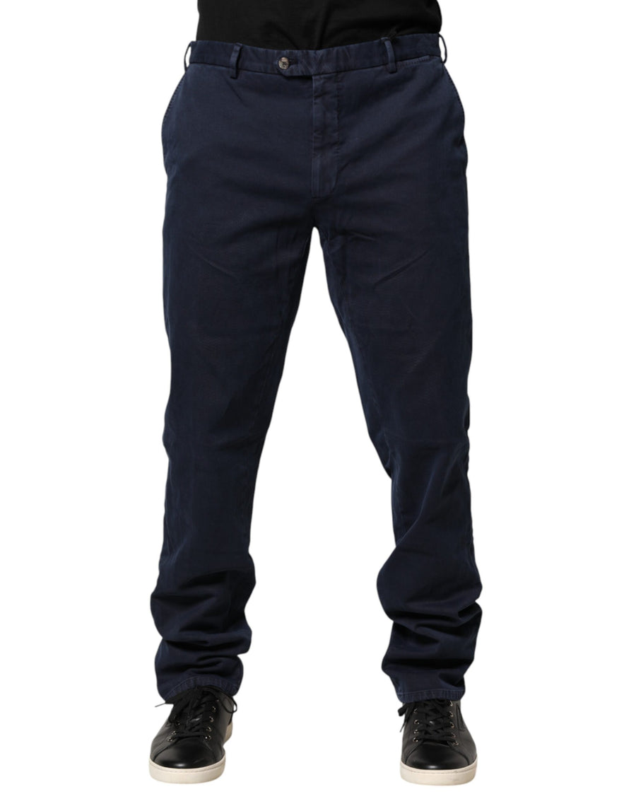 Santaniello Dunkelblaue Chino-Hose in Skinny Fit mit mittlerer Leibhöhe