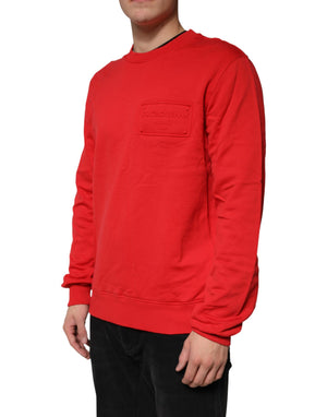 Dolce & Gabbana Roter Baumwoll-Rundhals-Sweatshirt mit Logo