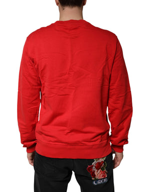Dolce & Gabbana Roter Baumwoll-Rundhals-Sweatshirt mit Logo