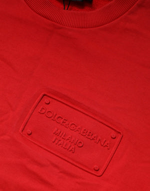 Dolce & Gabbana Roter Baumwoll-Rundhals-Sweatshirt mit Logo
