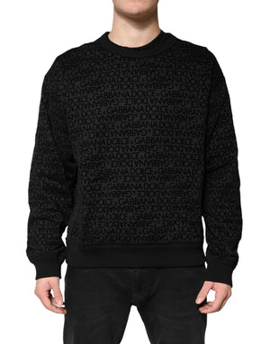 Dolce & Gabbana Schwarzer Rundhals-Sweatshirtpullover mit Monogramm
